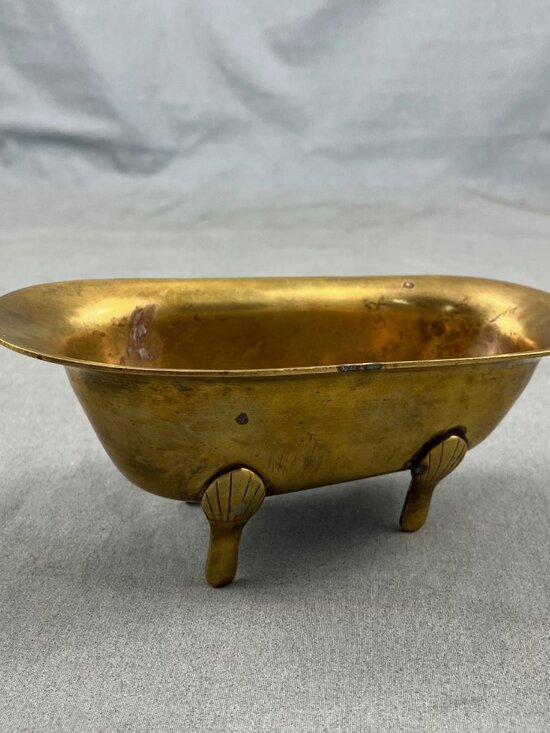 Dollhouse Miniature Brass Tub Claw Foot Bathtub Soap Dish 5.5" - Picture 2 of 7
